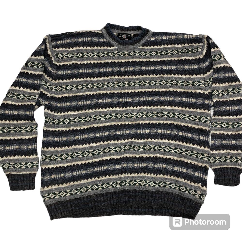 Vintage American Eagle Mens XL Handframed Sweater Knit Pullover Crew Neck